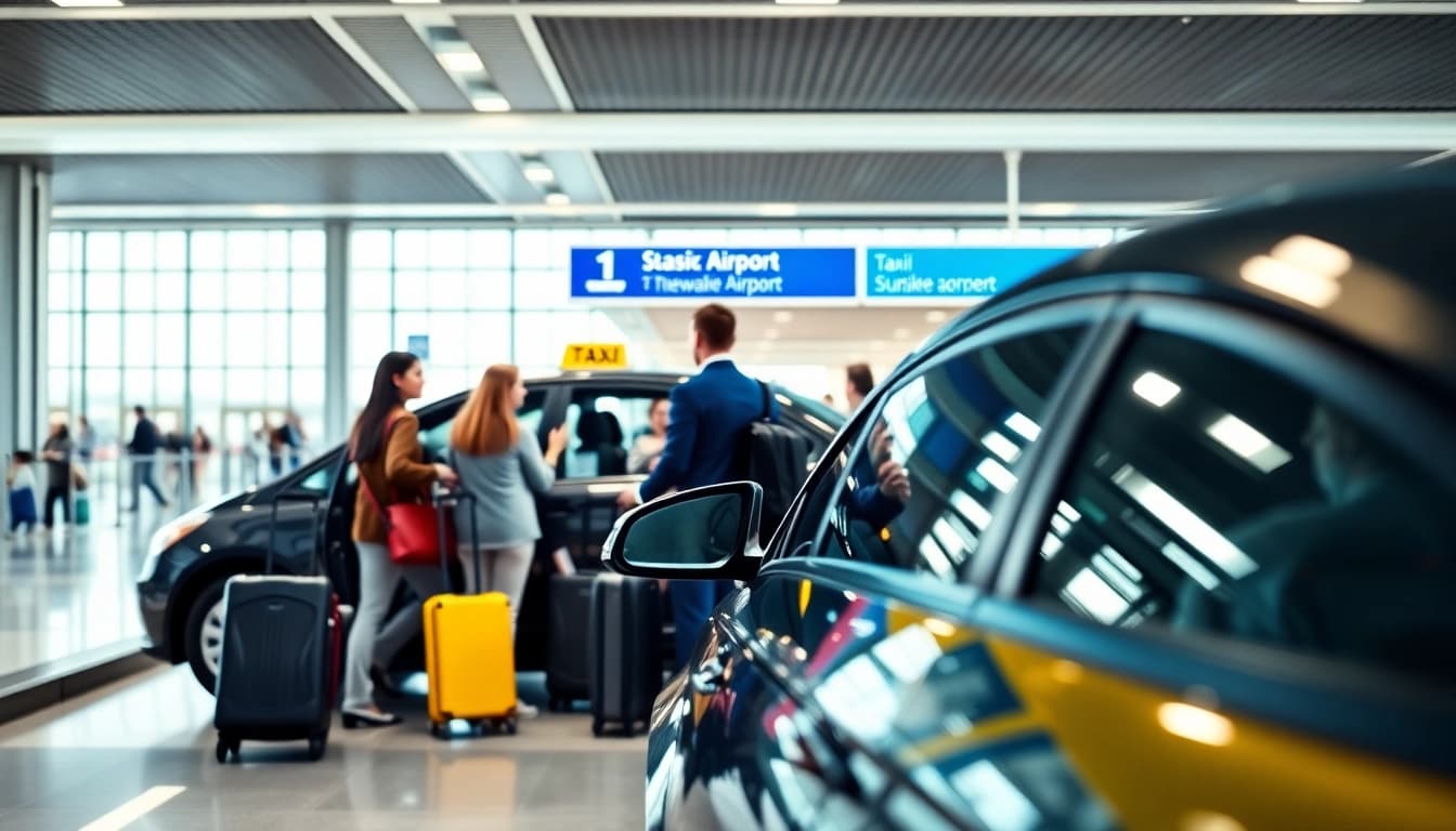 Taxi services at Gatwick Airport welcoming travelers for convenient transport.