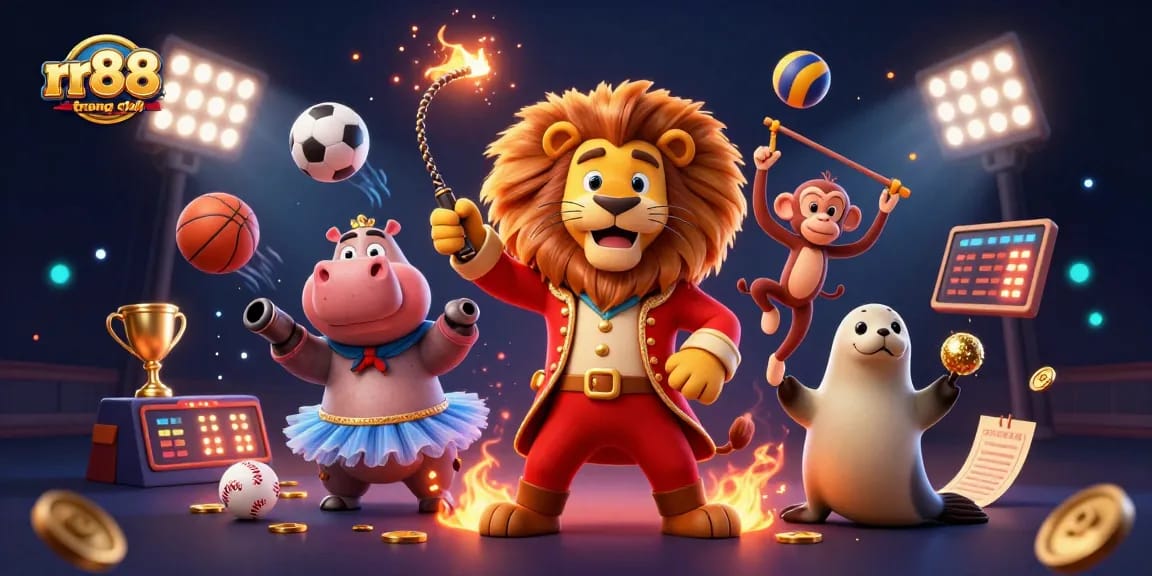 Experience the excitement of rr88 trang chính with dynamic sports action and colorful circus characters.