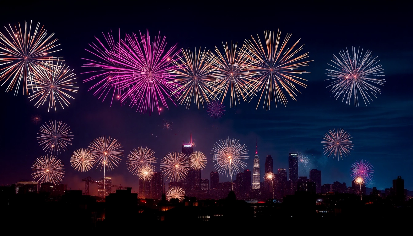 Witness dazzling diamond fireworks lighting up the night sky with colorful brilliance.