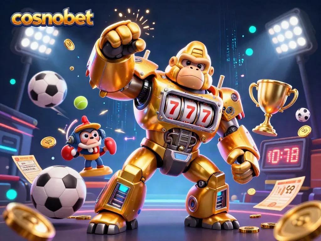 Experience cosmobet excitement with a dynamic 3D representation of an action-packed gaming scene featuring vibrant sports elements.