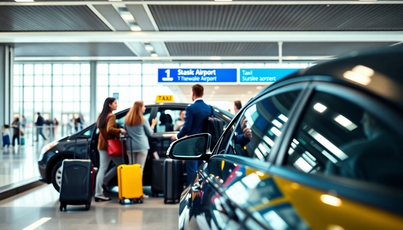 Taxi services at Gatwick Airport welcoming travelers for convenient transport.