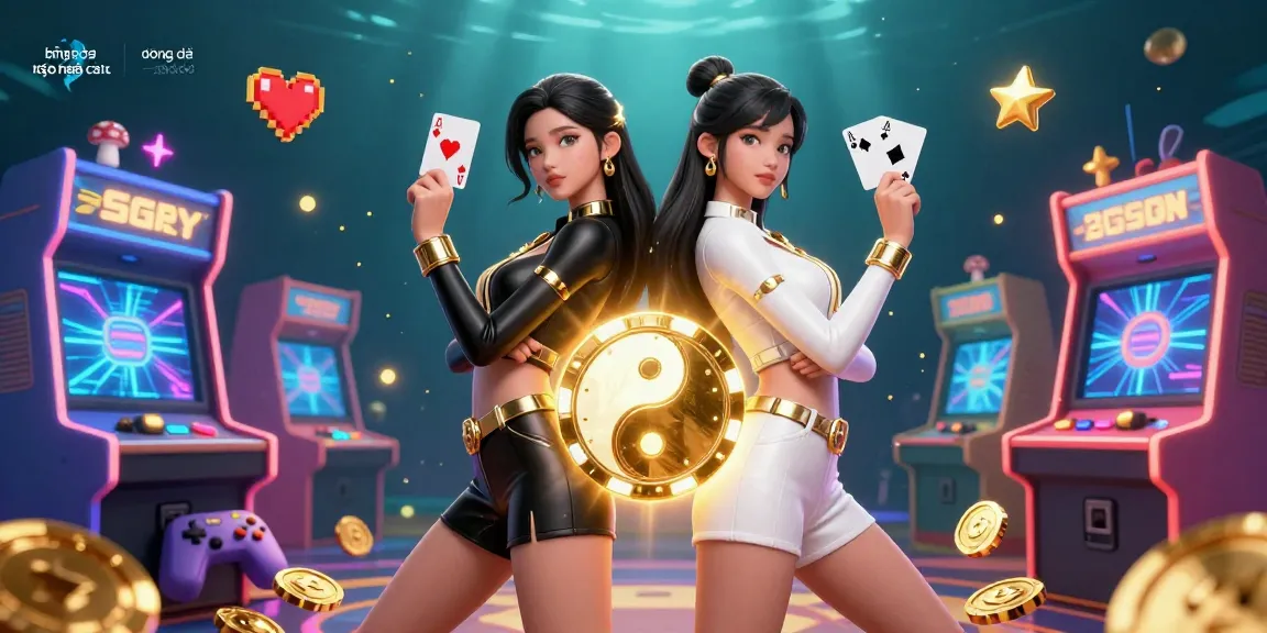 Engage in bóng đá kèo nhà cái with our stunning visual featuring twin Asian women holding playing cards.
