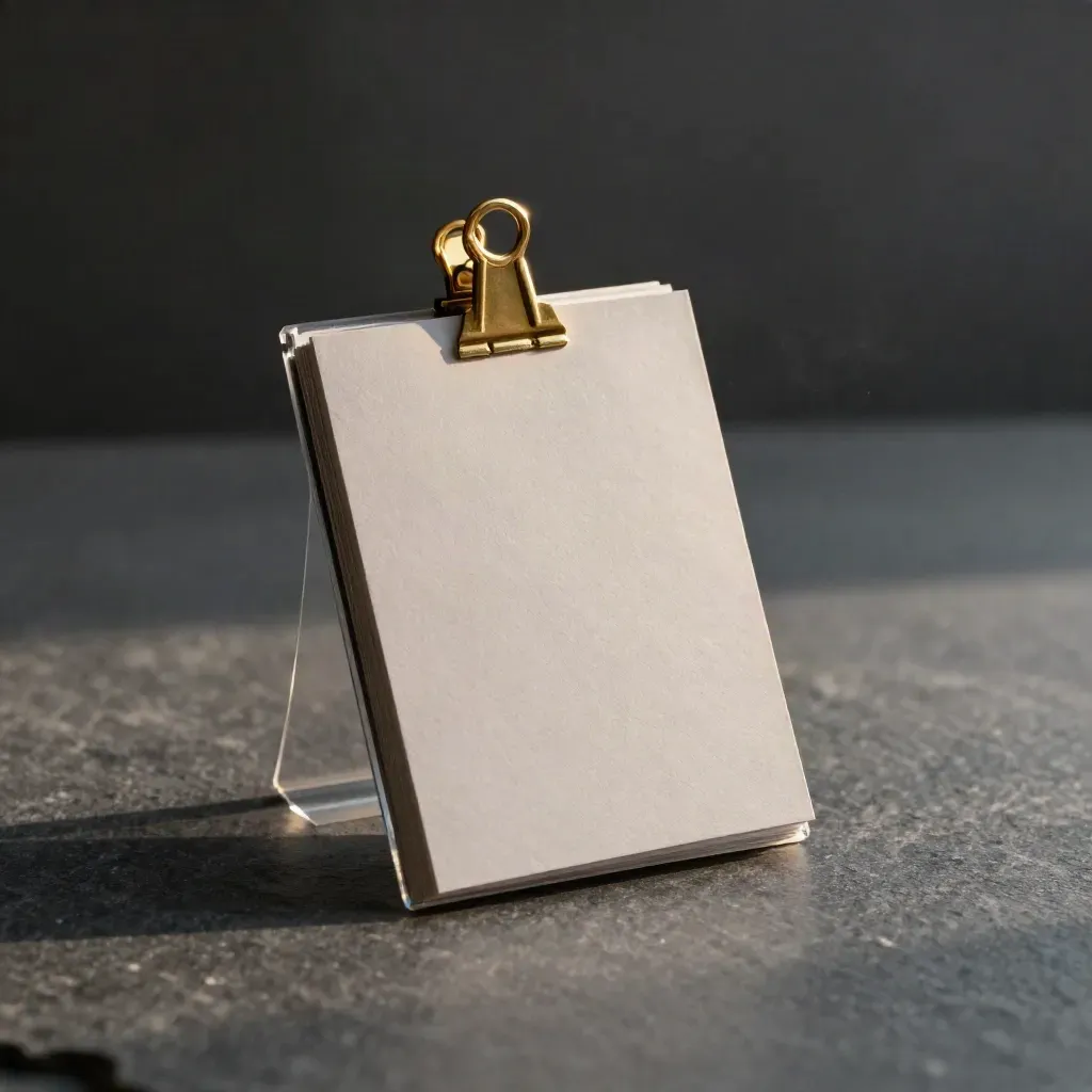 Graphite startup audit bundle hovering over slate with brass clip and clear overlays.