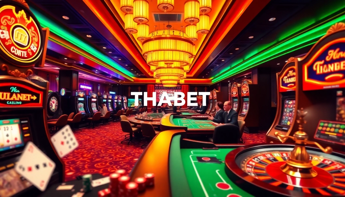 Experience thrilling gameplay at THABET's online casino with vibrant tables and excited players.