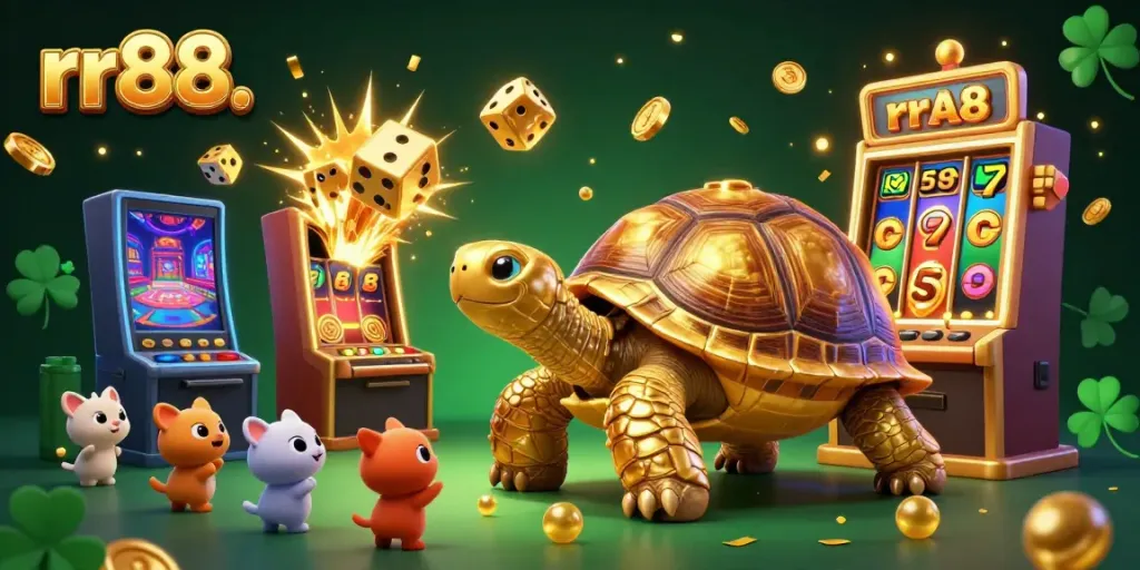 Experience thrilling gaming action at rr88 with a vibrant 3D illustration featuring an exciting tortoise pinball machine.