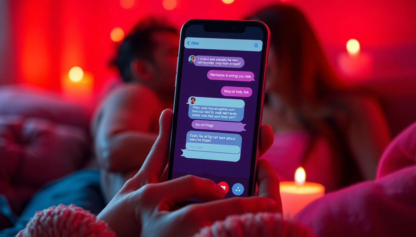 Engaging AI sex chat experience on a virtual device screen in a romantic setting.
