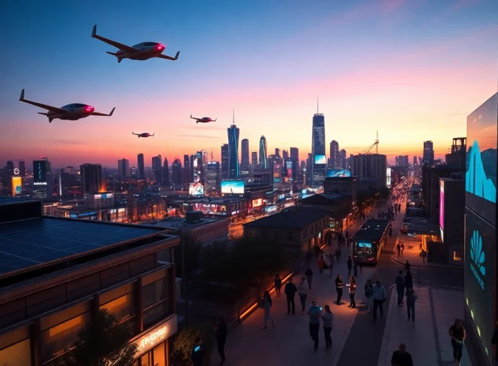 View of a futuristic cityscape showcasing New Technology innovations in urban living.