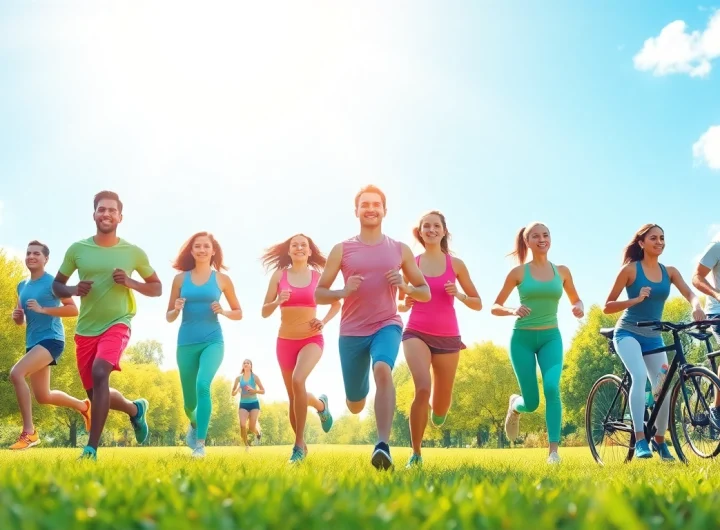 Group exercising outdoors highlighting Weight Loss through fitness activities and healthy living.