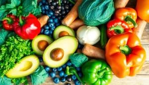 Vibrant assortment of Healthy Food including fruits and vegetables.