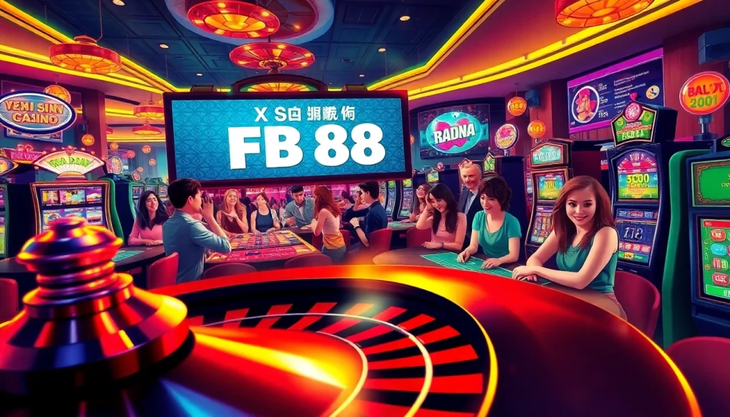 Xổ Số FB88 brings excitement alive with vibrant casino games featuring roulette, poker, and lively players engaging with stunning visuals.