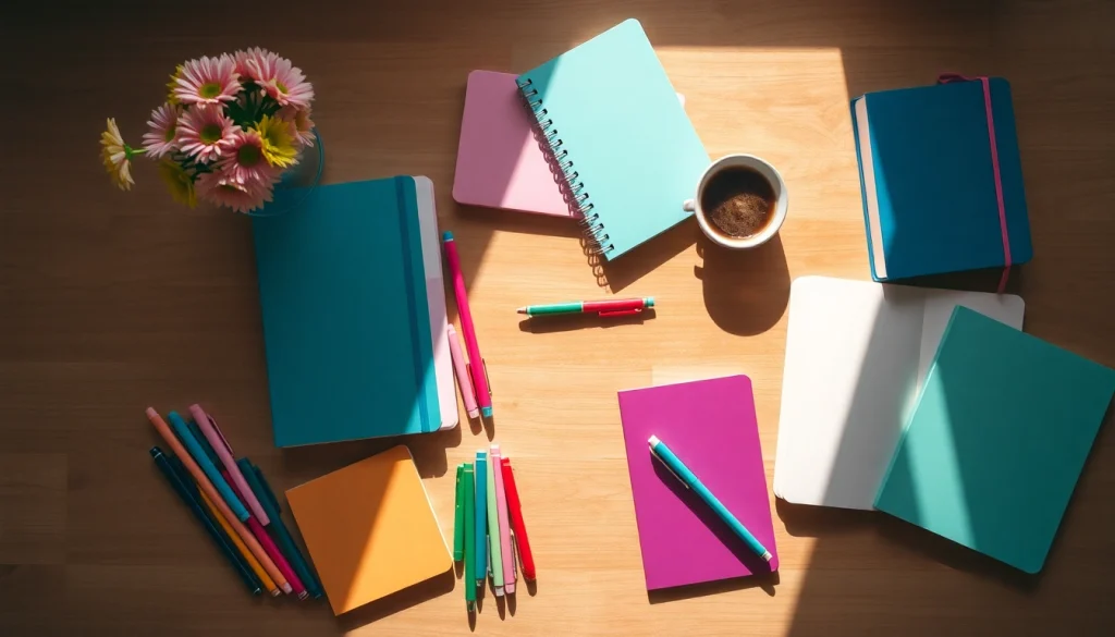 Stunning collection of stationery UK essentials on a wooden desk.