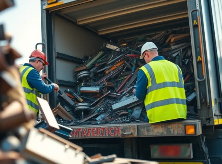 Professional Schrotthändler Wuppertal team efficiently collecting and recycling scrap metal.