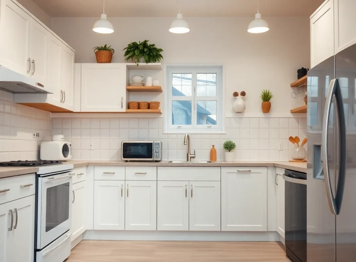 Discover бяла техника options, featuring modern dishwashers and stylish retro ovens in a well-lit kitchen.