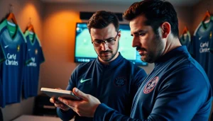 Marco Silva analyzing match strategies in a tactical room filled with sports memorabilia.