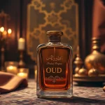 Explore a distinct Arabian Oud dupe fragrance in an elegant and luxurious setting.