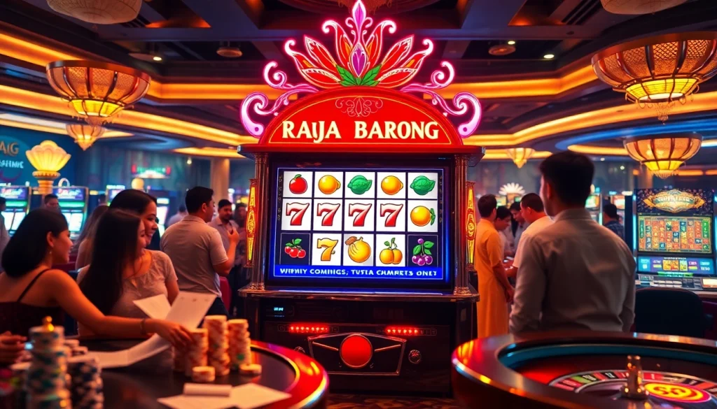 Engage with the Raja Barong slot machine, experiencing vibrant gameplay with thrilling symbols and colorful decor.