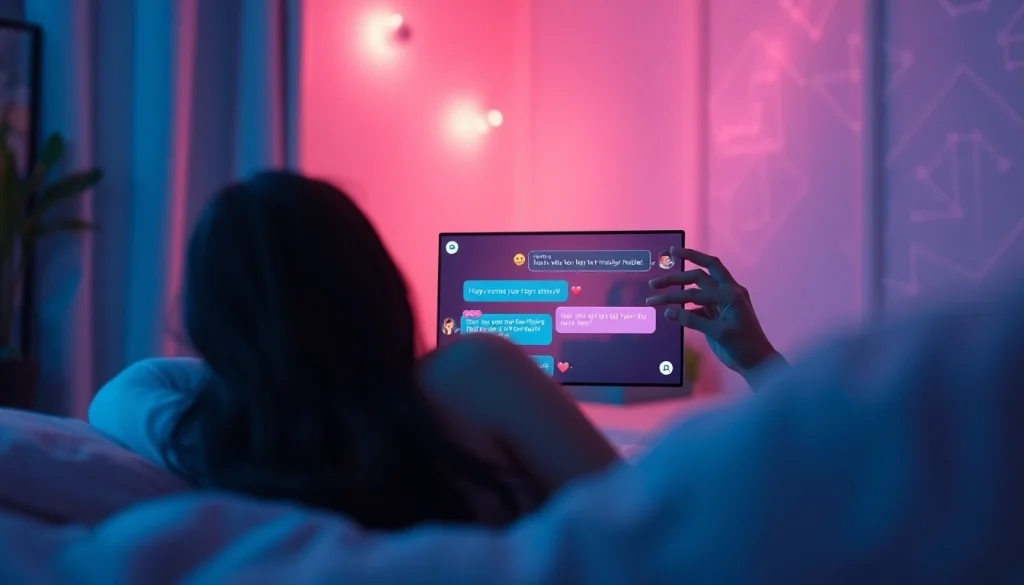 Engaging ai sex chat on a digital screen with a warm, inviting ambiance.