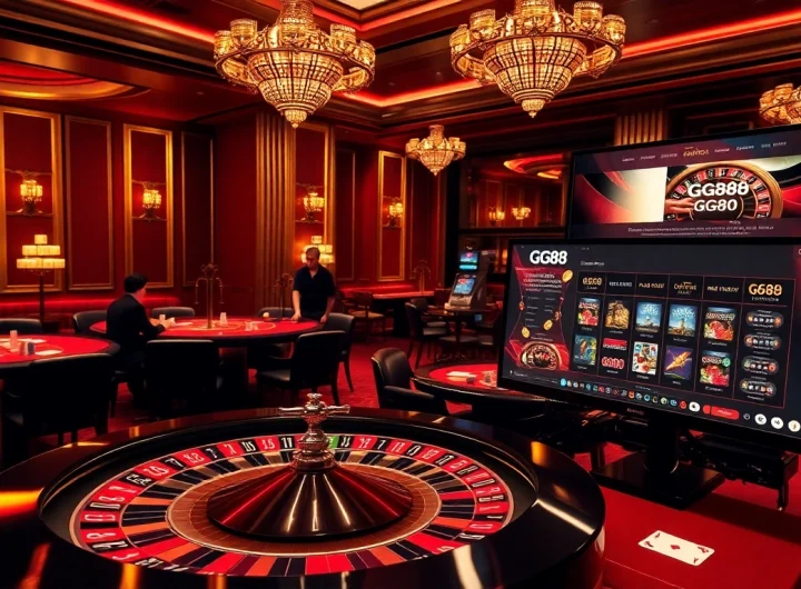 Experience thrilling gameplay at gg88.com with a vibrant casino scene featuring poker and roulette tables.