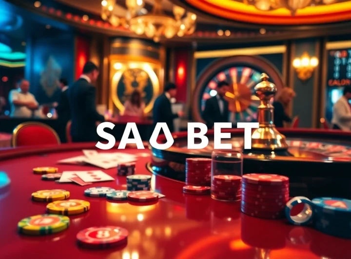 Engaged players enjoy gaming at SAO BET casino tables with vibrant poker chips.