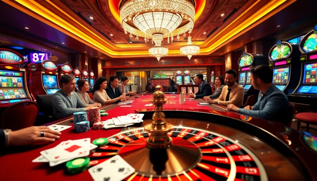 Experience thrilling gameplay at mb66-t.com with vibrant casino tables and excited players.