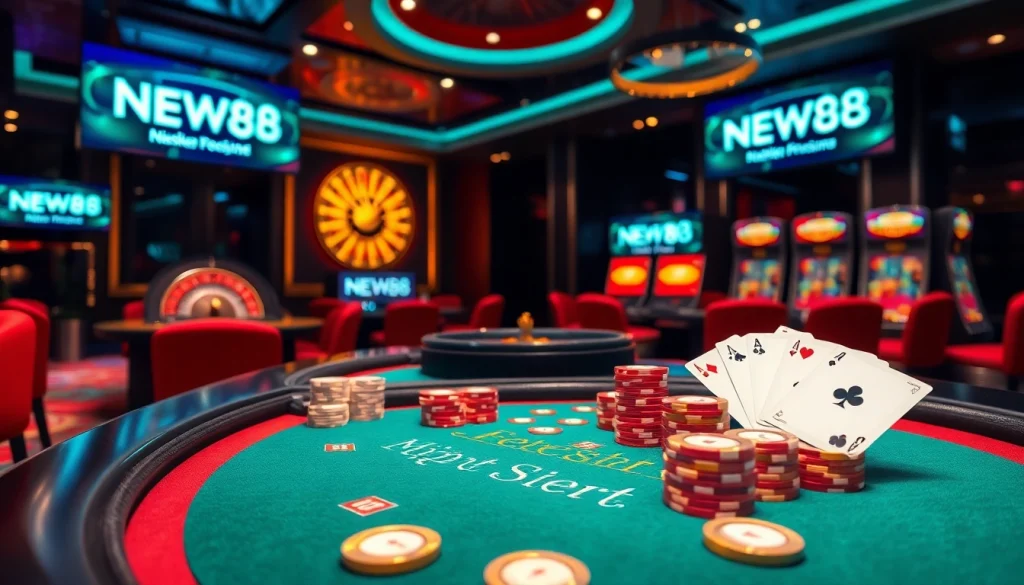 Experience the thrill of gambling at the NEW88 link casino, featuring vibrant tables and dynamic gaming.