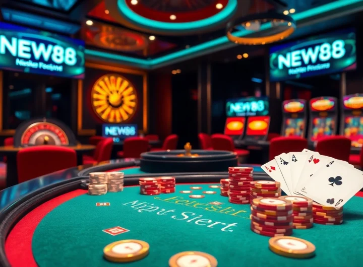 Experience the thrill of gambling at the NEW88 link casino, featuring vibrant tables and dynamic gaming.
