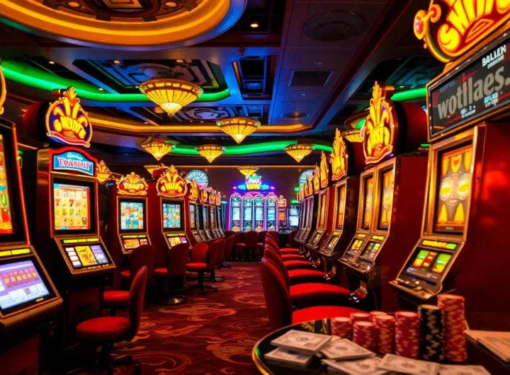Players enjoying the excitement of doaslot slot machines in a luxurious casino setting.