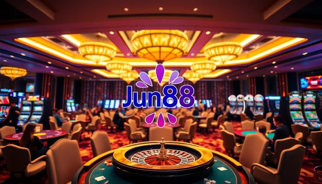 Experience the thrill of gambling at Jun88, featuring diverse games and a luxurious casino ambiance.