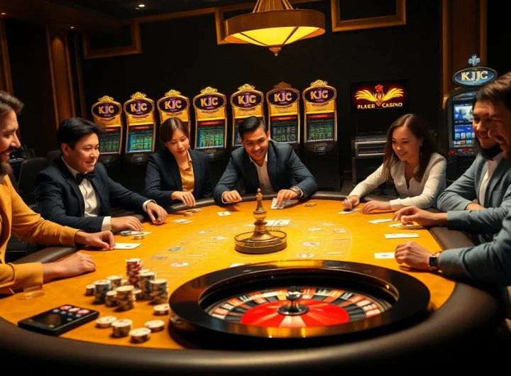 KJC gaming experience with vibrant table action and luxurious casino elements.