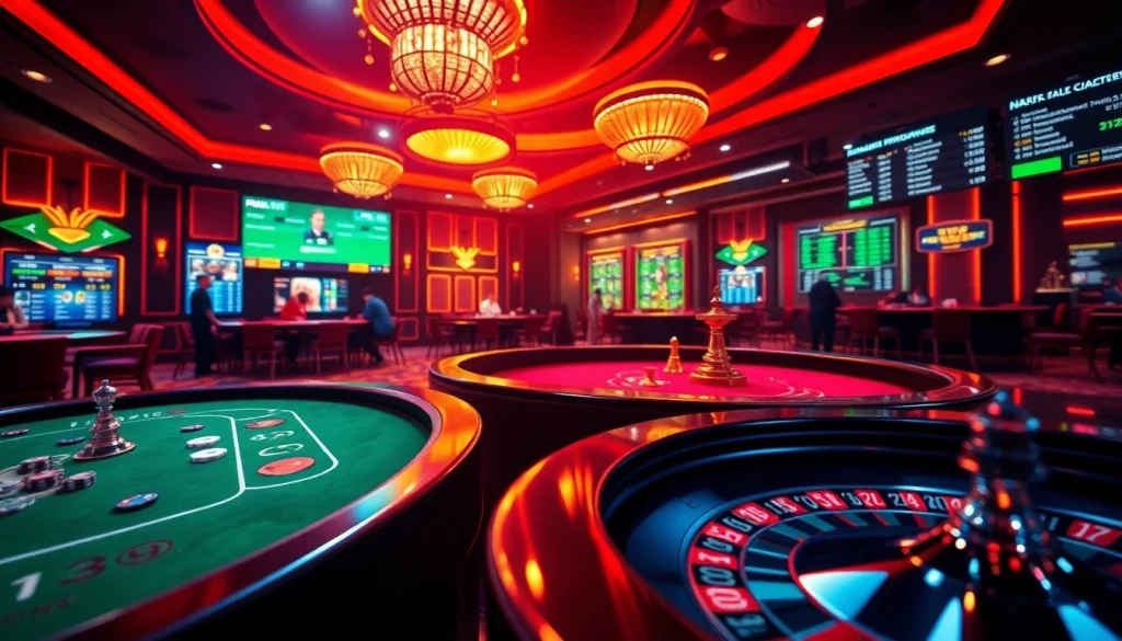 Exciting casino scene with online betting experiences at https://789ff.biz/ featuring poker and roulette.