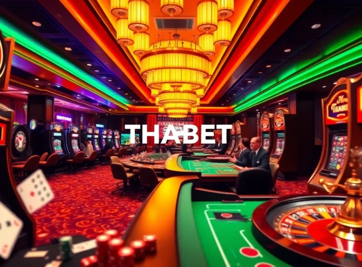 Experience thrilling gameplay at THABET's online casino with vibrant tables and excited players.