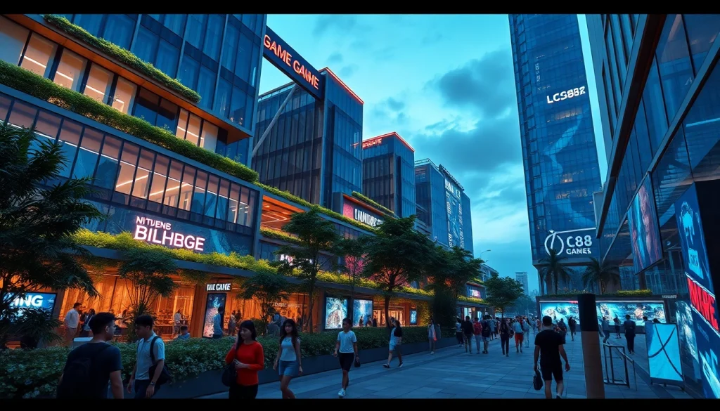 LC88 Land urban hub featuring futuristic architecture and vibrant gaming community.