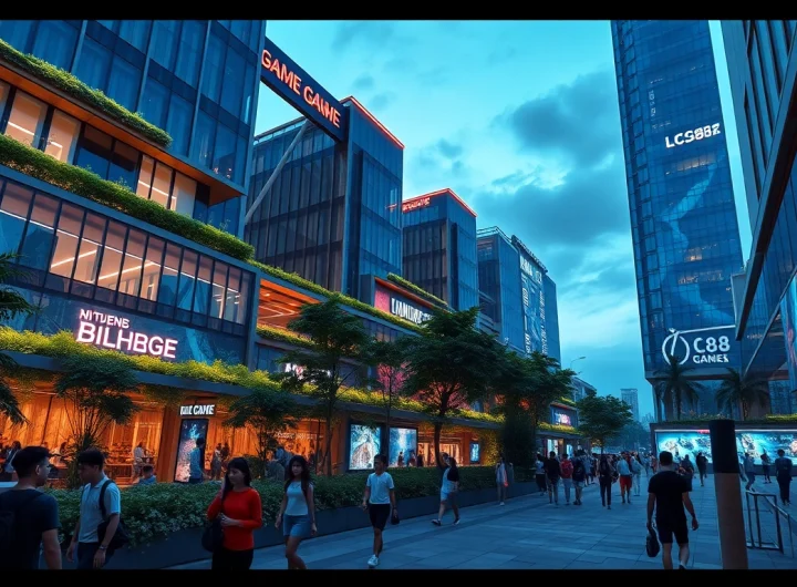 LC88 Land urban hub featuring futuristic architecture and vibrant gaming community.