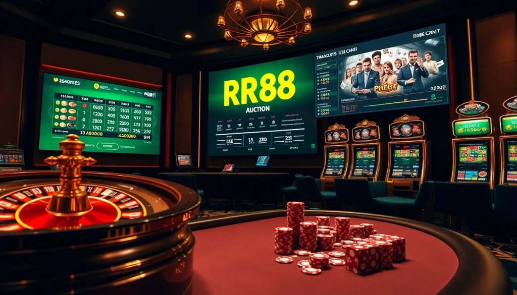 Experience thrilling moments at RR88 Auction with vibrant casino tables and exciting games.