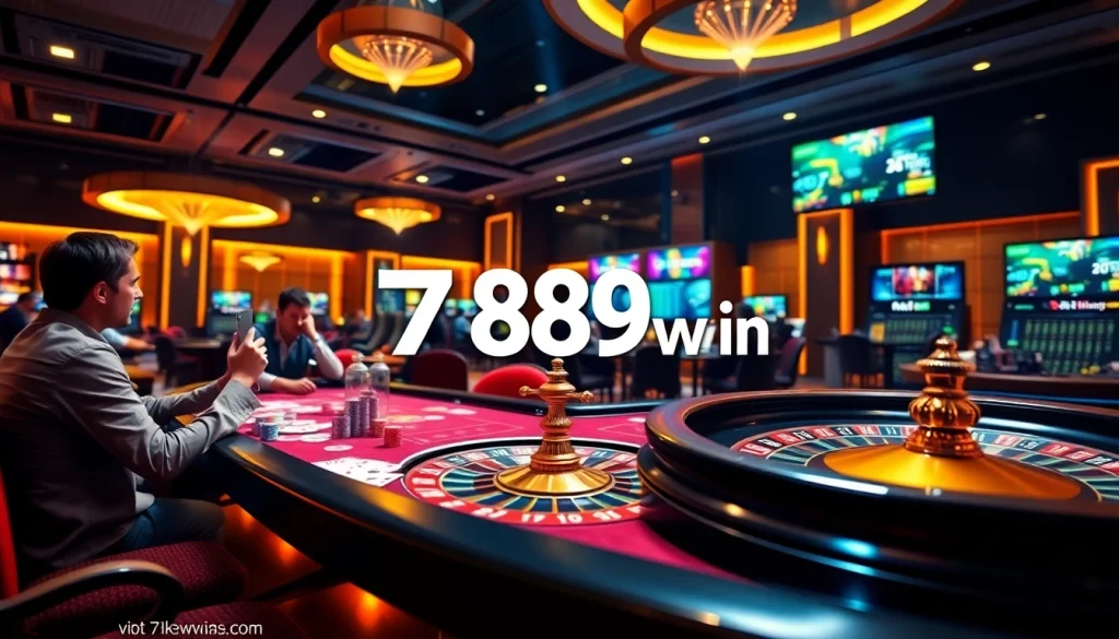 Experience thrilling gameplay with the 789 win casino scene featuring vibrant poker chips and roulette.