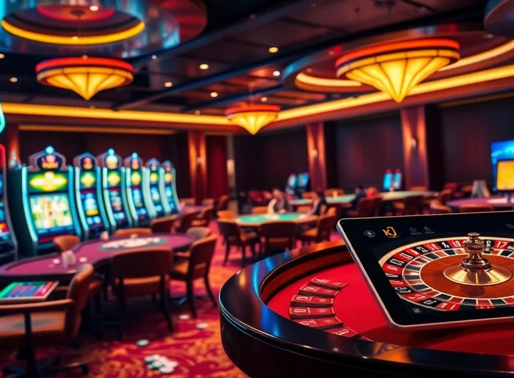 Experience the excitement at KJC’s luxurious gaming floor with vibrant slot machines and engaging tables.
