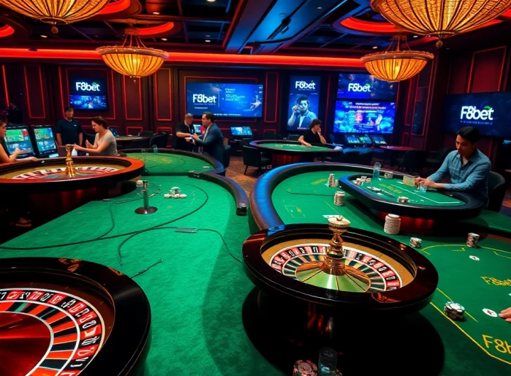 Experience the thrill of F8bet at an elegant casino with poker, roulette, and slots.