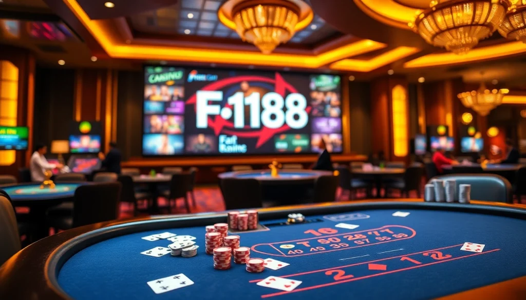 Engaging players at the trang chủ f168 poker table amidst a vibrant casino atmosphere.