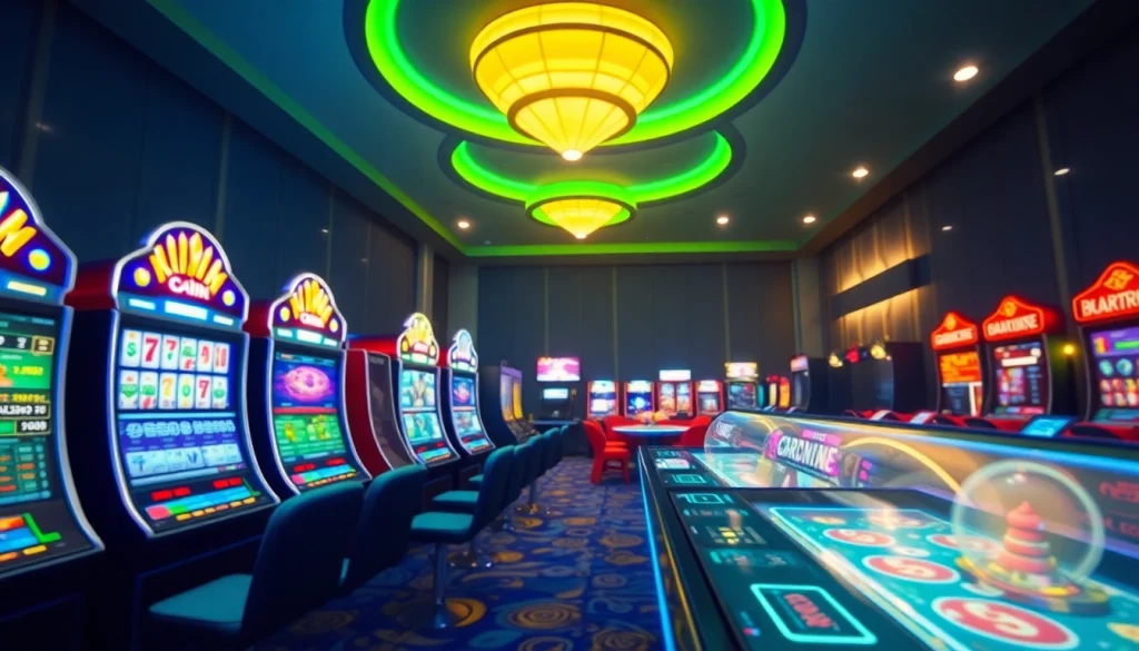 Engaging online gaming environment at http://hm88.blue/ featuring vibrant slot machines and sports betting.