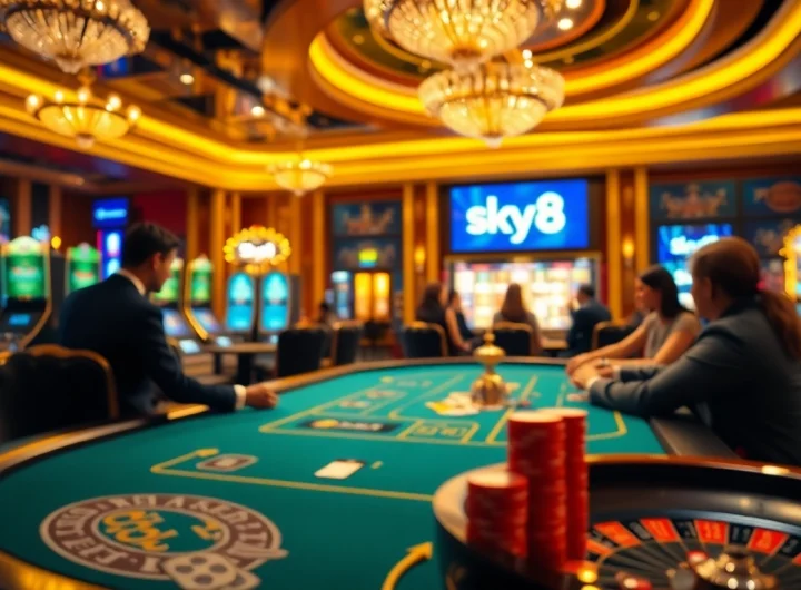 Catching the excitement at the cổng game sky88 online casino with vibrant gaming visuals and poker action.