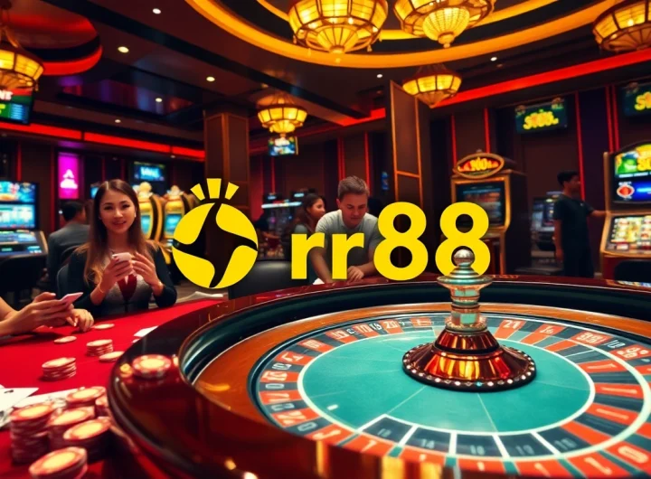 Players enjoying a thrilling roulette game at RR88 casino, surrounded by colorful chips and bright slots.