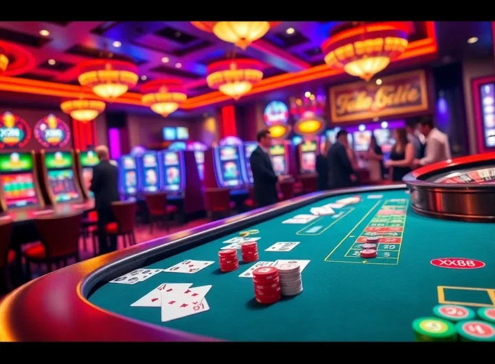 Players enjoying a vibrant XX88 gaming experience at a luxurious casino table.