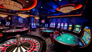 Experience thrilling action at https://lc88.it.com/ with vibrant casino gaming visuals of roulette and poker.