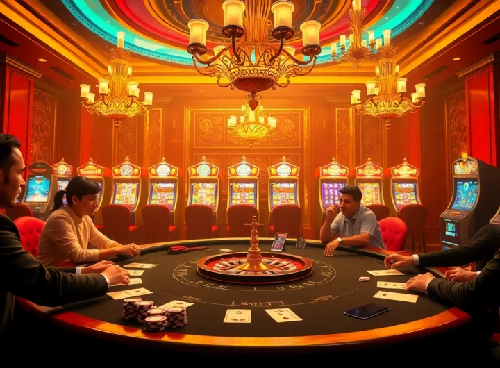 Experience the thrill of betting at nhà cái 789win with a glamorous casino poker table scene.