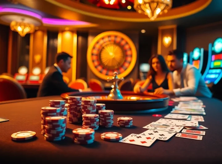 Experience the thrill of the s8 casino scene with poker chips and a vibrant roulette wheel.