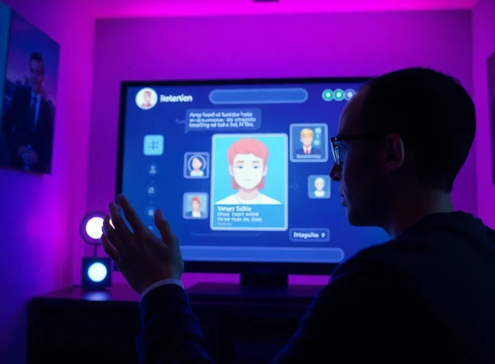 Engaging with nsfw character ai in a futuristic interactive chat interface.