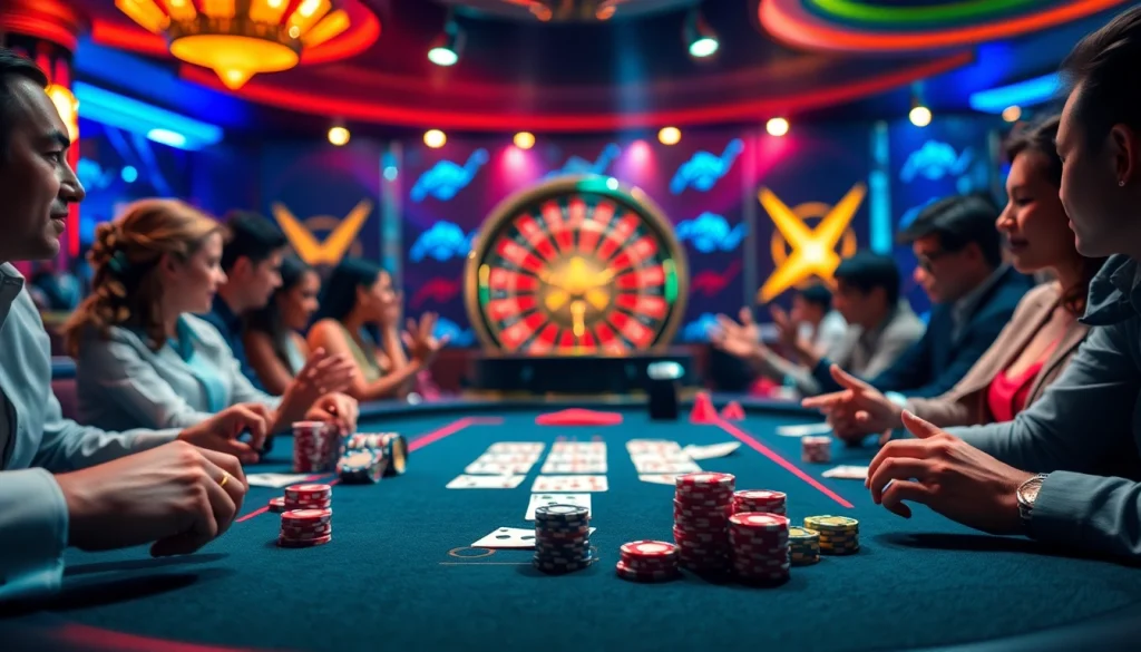 S88 poker table with vibrant colors and excited players enjoying a thrilling game.