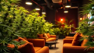 Relaxed atmosphere at Cannabis Club Lloret De Mar with cozy seating and vibrant plants.