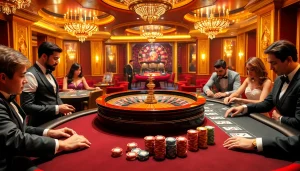 Experience gaming excitement with vswin.com at a luxurious casino table filled with vibrant chips and cards.
