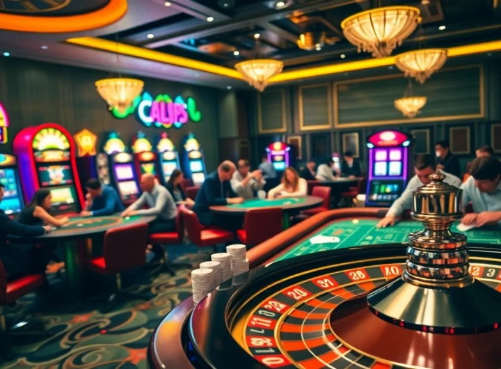 Players engaging in intense gambling at FLY88.DEAL's luxurious casino tables, highlighting the excitement of poker and roulette.
